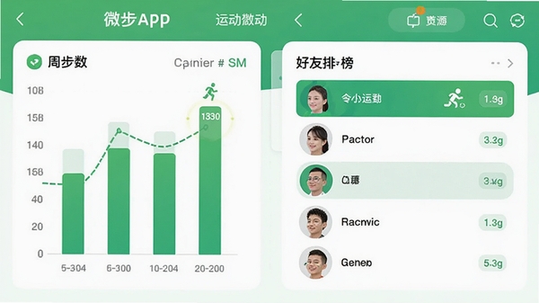 ΢���˶�APP�˶�����ͳ��ҳ�棬չʾ�ܲ�����״ͼ��������а���ɫ����������
