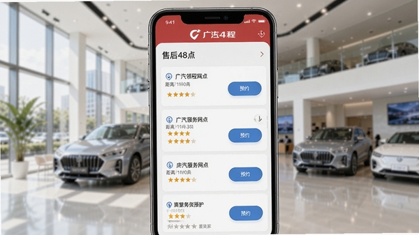 ��������ۺ����ԤԼ���棬�ֻ���Ļ��ʾ�������������б���ÿ��������ʾ���롢���ֺ�ԤԼ��ť������Ϊ����4S��չ������������