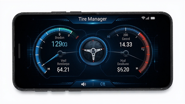 Tire Manager�ֻ�APPʵʱ̥ѹ�������ͼ������̥ѹ�����Ǳ��̣�����ɫ�Ƽ���񣬰�׿�ֻ���Ļչʾ������UI���ͼ