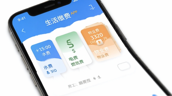 ������ҴAPP����ɷѹ��ܽ��棬�ֻ���Ļ��ʾˮ�ѡ���ѡ�ȼ���ѡ���ҵ�ѽɷ���ڣ�ҳ������������ɫ����ɫ������UI���ͼ