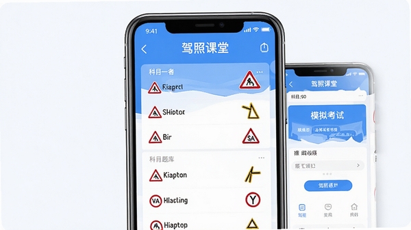 ���տ����ֻ�APP������չʾ����ɫ�ݿ�ˢ����棬��Ŀһ����б�����ͨ��־ͼ���׺���ֻ���Ļչʾģ�⿼��ҳ�棬������·���������Ƽ��տ��������ɼ�