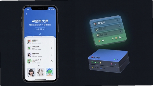 AI壁纸大师移动端权限设置与存储路径示意图