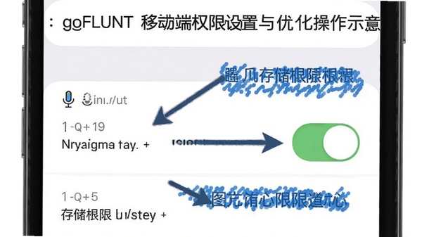 goFLUENT�ƶ���Ȩ���������Ż�����ʾ��ͼ������չʾ�ֻ����ý�������˷���洢Ȩ�޿���λ�ã����м�ͷָ�������ֱ�ע�����������