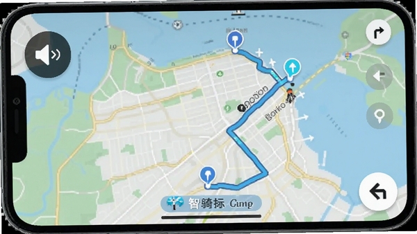 ������app����·�ߵ������棬��ͼ����ʾ�滮�õ�����·�ߣ�������������ͼ���ת����ʾ