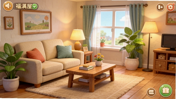 ��������Ϸ�������ͼ��չʾ��ܰ�Ŀ������ã���ɳ�����輸����ֲ��ůɫ���ƹ⣬������������