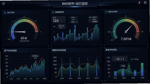��ͼ��ʾ�ʣ�BMS�������м�������棬��ʾCPU���ڴ桢�����ӳٵ������Ǳ��̣��Ƽ�����ɫ���⣬���ݿ��ӻ�ͼ������
