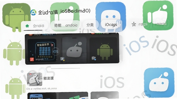 安卓ios资源推荐界面示意图,展示个性化推荐列表与分类标签,界面简洁清爽,突出智能算法推荐功能,背景带有安卓ios软件名称水印