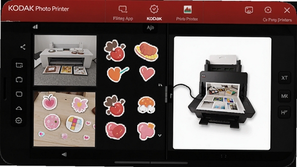 �´���Ƭ��ӡ��KODAK Photo Printer�ֻ�App�༭���棬չʾ�˾���ֽ�ʹ�ӡԤ������