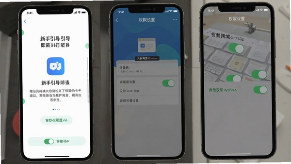 �����羳app�ƶ��˲��������ͼ��չʾ��������ҳ���Ȩ�����ý��棬�ֻ���Ļ������ʾ��װ�����Ȩ�޿��أ�������˵Ľ̷̳��