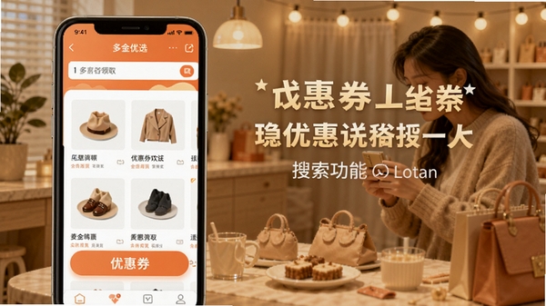 �����ѡAPP����չʾ�����Ż�ȯ�������ܣ��ֻ���Ļ����ʾ��Ʒ�б����Ż�ȯ��ȡ��ť������Ϊ��ܰ�Ĺ��ﳡ����ͻ��ʡǮ����