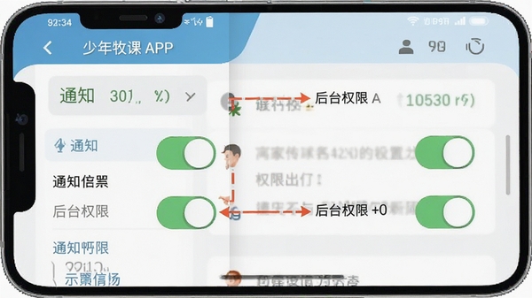 ��������APPȨ�����ý���ʾ��ͼ����ע֪ͨ���̨Ȩ�޿���