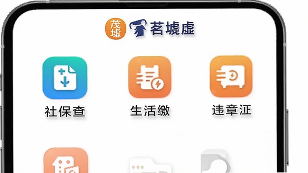 ï����app��������ܽ���ʾ��ͼ��չʾ�籣��ѯ������ɷѡ�Υ�²�ѯ��ͼ���������У��ֻ���Ļ�Ϸ���ï����Logo�����������Ч
