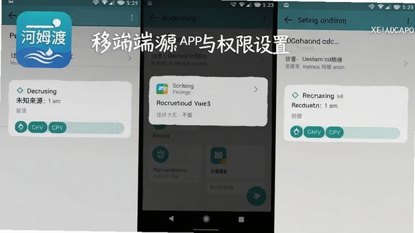 ��ķ��APP�ƶ��˰�װ��Ȩ�����ò����ͼ��չʾ��׿�ֻ����ý����п���δ֪��Դ��װ������洢Ȩ�޵���ʾ���棬���ԡ���ķ�ɡ�ͼ�������˵��