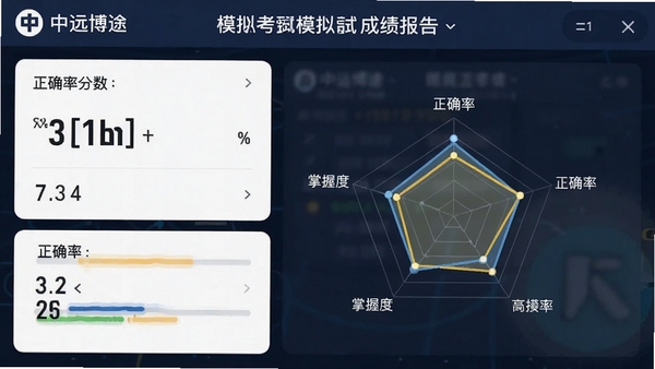 ��Զ��;appģ�⿼�Գɼ�����ҳ�棬��ʾ��������ȷ�ʡ�����Ŀ���ն��״�ͼ