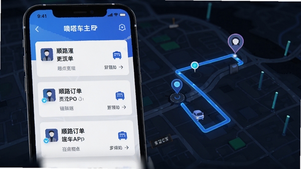 ��ળ���APP����ƥ����棬�ֻ���Ļ��ʾ˳·������Ƭ�б�����ͼ�ϱ�ע����յ㣬��ɫ·�����ӣ�AI��ͼ��񣬿Ƽ��н���չʾ