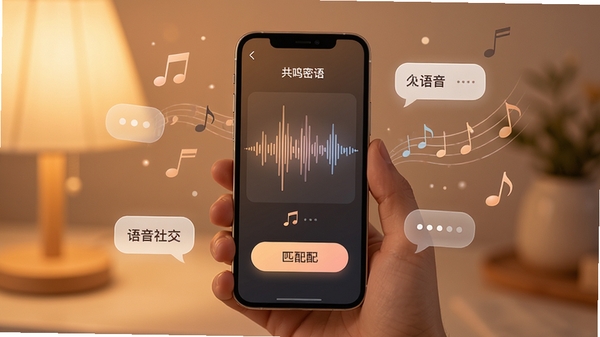 ��������APP����չʾ��һ�������ֻ���Ļ����ʾ����������ͼ��ƥ�䰴ť����������͵�ůɫ������ΧƯ�����������������ݣ����������罻����ů��Χ