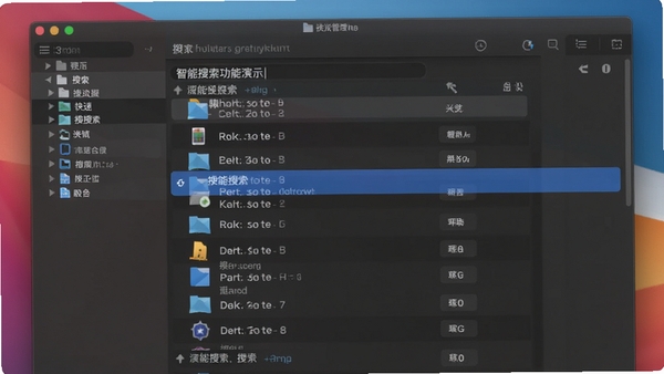 file文件管理器智能搜索功能演示,输入关键词后快速展示搜索结果列表