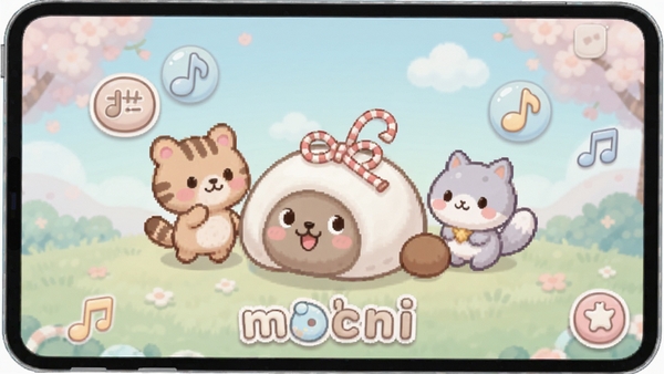 mochi��Ϸ������չʾ��ɫ����ͣ����пɰ���С�����ɫ���滺������ͼ�꣬�����Χ���ɽ�ѹ