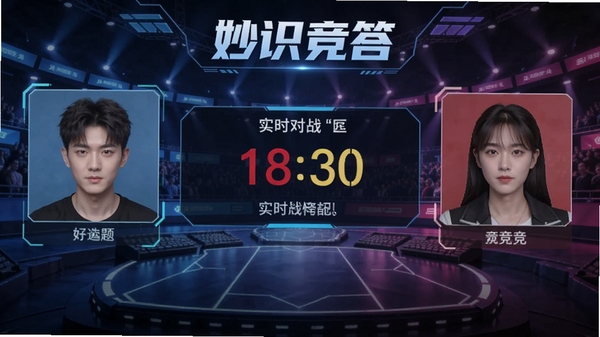 ��ʶ����ʵʱ��սƥ����棬�������ͷ����ţ��м���ʾ��Ŀ�뵹��ʱ������Ϊ�Ƽ��о�������񣬻����д��С���ʶ��������