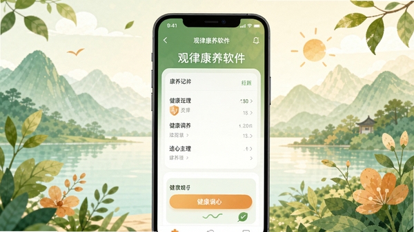 ���ɿ����������������뽡����������廭��������Ȼ�����ɫ��ůɫ�����䣬�ֻ���Ļչʾ������¼ҳ�棬��������͵�ɽˮ��ֲ��Ԫ�أ��������ķ����뽡��������Χ
