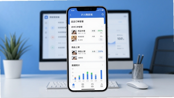 �ʴ��̼Ұ�APP����չʾ���ֻ���Ļ����ʾ���̶�����������Ʒ�ϼܺ�����ͳ�ƹ��ܣ�����Ϊ������ɫ���칫������ͻ���ƶ����̼ҹ������ߵı����