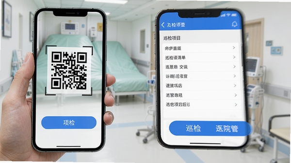 ҽ�۹��豸Ѳ�칦�ܽ��棬�ֻ�ɨ��ҽԺ�豸��ά�룬����Ѳ����Ŀ�嵥��������������������ɫ������ť