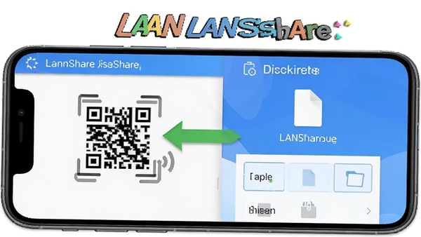 LANShare�ƶ��˲��������ͼ��չʾɨ�����Ӻ��ļ�ѡ����棬�ֻ���Ļ���������в���ָ����ͷ����������LANShare��Ŀ
