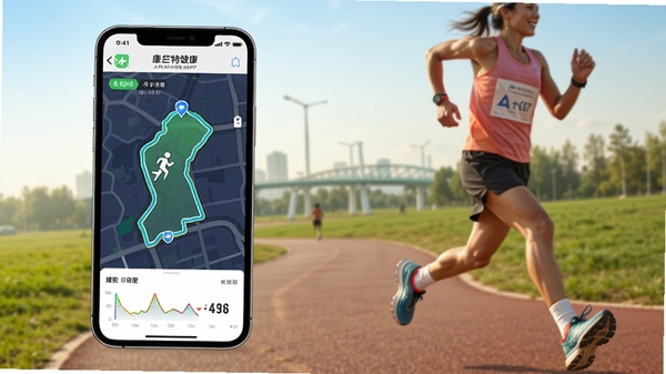 �����ؽ���APP�˶���¼���棬�ֻ���ʾ�ܲ��켣��ͼ������ͼ��������Ϊ�����˶�����������������
