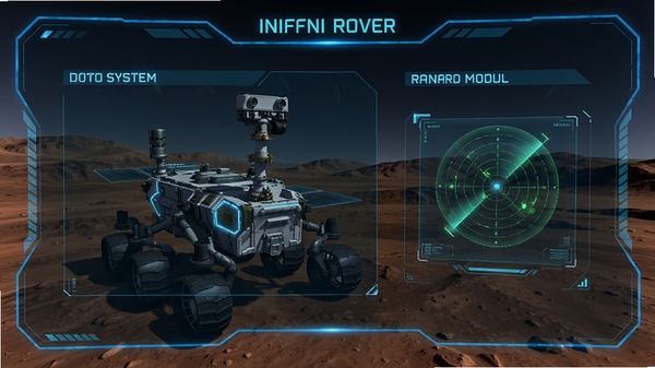 INFFNI ROVER̽�⳵�������棬չʾ����ϵͳ���״�ģ�飬�ƻ�UI��ƣ���ɫ�Ƽ���Ч