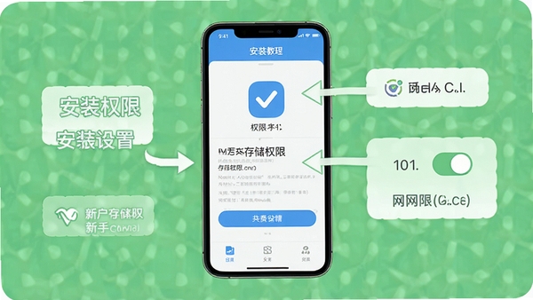 �������app���ֲ����̳�ʾ��ͼ���ֻ���Ļչʾ��װȨ�����ò��裬��ע�洢Ȩ�޺�����Ȩ�޿��أ�������˵Ĳ���ָ������