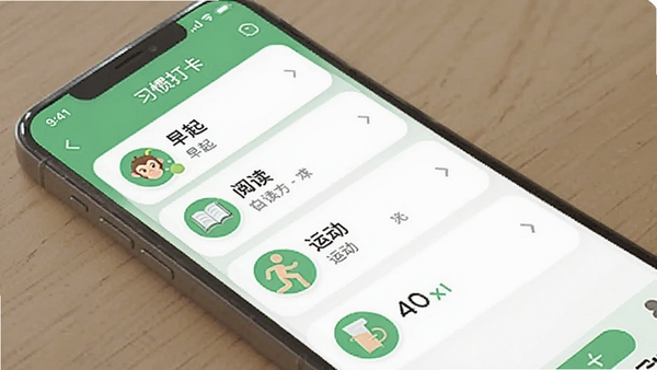 ��պ�ϰ��APP������չʾ��������ɫ���⣬�ֻ���Ļ����ʾ���ϰ�ߴ���Ŀ�б������������Ķ����˶���ͼ�꣬�������ִ�������ƽ�����