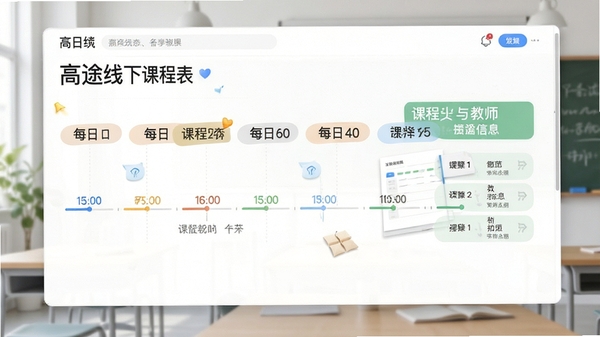 ��;���¿γ̱�ҳ�棬����չʾÿ�տγ�ʱ�������ʦ��Ϣ��������ˬ���ʺϽ�������������ͼ