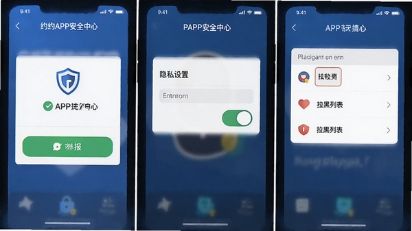 ��ԼAPP��ȫ���Ľ���ʾ��ͼ��չʾ�ٱ���ť����˽���ÿ��غ������б����������࣬ǿ����ȫ��������