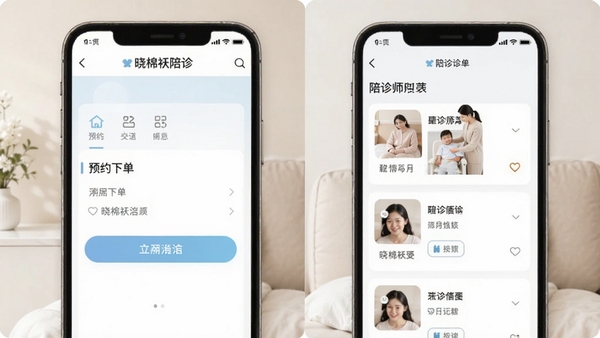 ���ް�����APP��ҳ��ͼ���ͼ��չʾԤԼ�µ����������ʦ�б�������ɾ����࣬ͻ�������ް����Ʒ�����ƺ͹��ܰ�ť