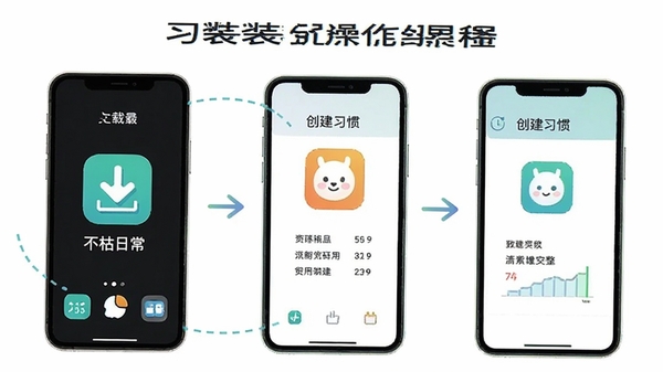 �����ճ�app���ֻ��ϵİ�װ��ʹ�ò���ʾ��ͼ��չʾ�����ص�����ϰ�ߵ��������̣����̷̳��