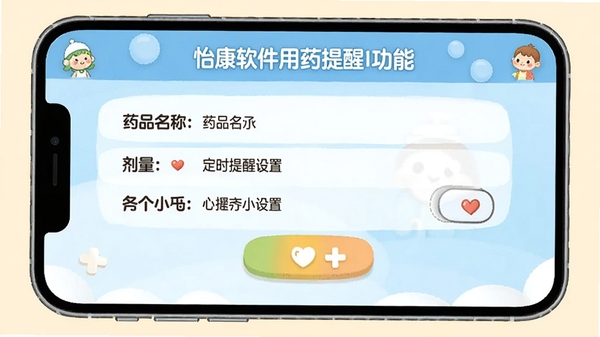����������ҩ���ѹ��ܽ��棬�ֻ���Ļ��ʾҩƷ���ơ������Ͷ�ʱ�������ã���ܰ��ͨ��񣬶�ͯ�����������⣬����չʾ��������