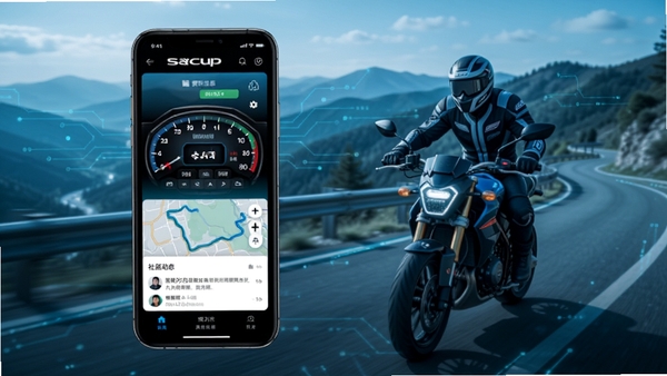 ������App����չʾ���ֻ���Ļ��ʾĦ�г��Ǳ��̡����й켣��ͼ��������̬��������ɽ·���г������Ƽ�����ɫ��