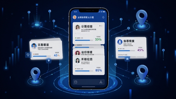 ҵƸAPP�����Ƽ��㷨ʾ��ͼ���ֻ���Ļ��ʾ���ְλ��Ƭ��ƥ��Ȱٷֱȣ���Χ�����������붨λͼ�꣬�Ƽ�����ɫ��