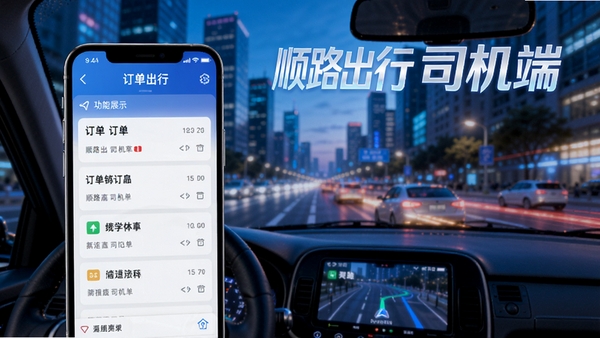 ˳·����˾����APP����չʾͼ��չʾ�ֻ���Ļ�ϵĶ����б��͵������棬����Ϊ���е�·�������������ơ�˳·����˾���ˡ��������Ƽ���ʮ�㣬ɫ������