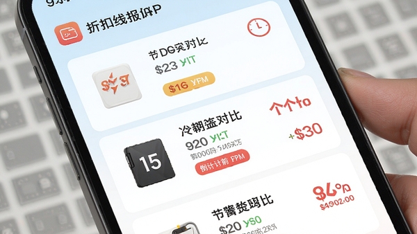 �ۿ��߱�APP����չʾ���ֻ���Ļ����ʾ������Ʒ�Ż��߱��б��������۸�Աȱ�ǩ�͵���ʱԪ�أ�����Ϊ��ˬ��ǳɫϵ��Ʒ��