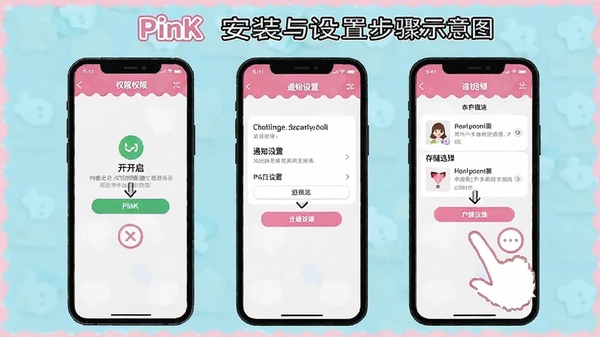 Hello PinK ��װ�����ò���ʾ��ͼ���ֻ���Ļ��ʾȨ�޿�����֪ͨ���á��洢ѡ��Ƚ��棬��ɫ���⣬������ע����λ��