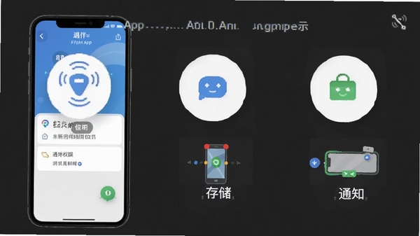 ����APP��������Ȩ�޲���ʾ��ͼ���ֻ���Ļ��ʾ��λ���洢��֪ͨȨ�޿������裬����ͼ��˵��
