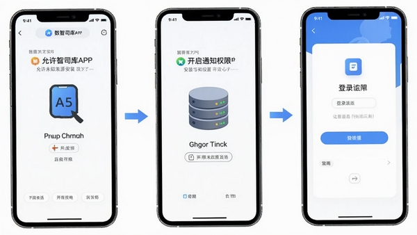 ����˾��APP��װ��Ȩ�����ò���ʾ��ͼ��չʾ�ֻ�������δ֪��Դ��װ������֪ͨȨ�ޡ���¼���棬���̷̳��