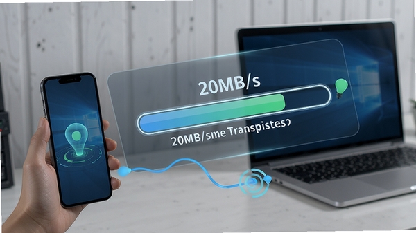���մ��͸��ٴ�����������棬��ʾ20MB/s�ٶȣ��ֻ����������ʾ��