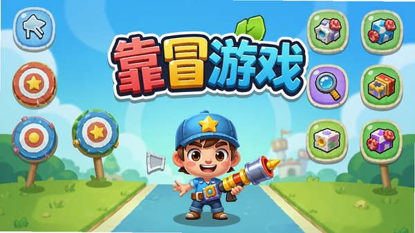 ��ð��Ϸ������չʾ��������ͨ��񣬽�ɫ�ֳ�����վ�ڹؿ���㣬�����в�ɫ�б������ͼ�꣬����������ʾ��ð��Ϸlogo�������Χ���ɻ���