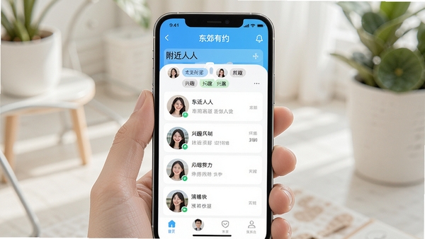 ������ԼAPP����չʾ�����������б�����Ȥ��ǩɸѡ���ܣ�������ˬ���罻Ӧ��UI���