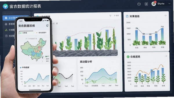 ��ũ����ͳ�Ʊ���չʾͼ��ͼ�����棬�ֻ���ʾũ�����ݿ��ӻ�����