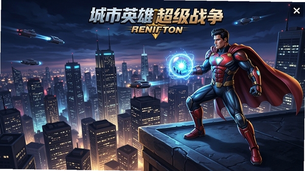����Ӣ�۳���ս����Ϸ�����棬����Ӣ��վ��Ħ���¥���˸����ҹ�������������������򣬻�������ƻø��붯������