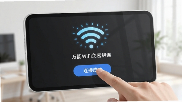 ����WiFi����Կ��һ�����Ӳ�����ʾͼ����ָ������Ӱ�ť��WiFi�ź�ͼ����˸����ʾ���ӳɹ���ʾ������������