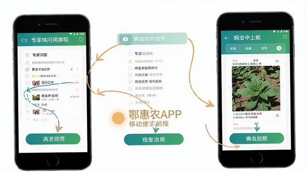 ����ũAPP�ƶ���ʹ�ý̳�ʾ��ͼ��չʾר���ʴ��������Ͳ��溦�����ϴ����棬��ע�ؼ���ťλ��